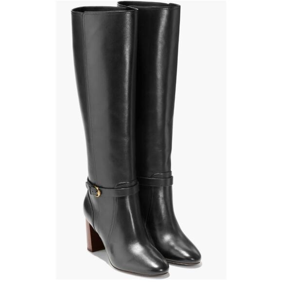 Cole Haan Black Glendale Buckle Knee High Leather Riding Boots Round Toe Sz 8.5,All Products : American Fashion Style Bags On Sale